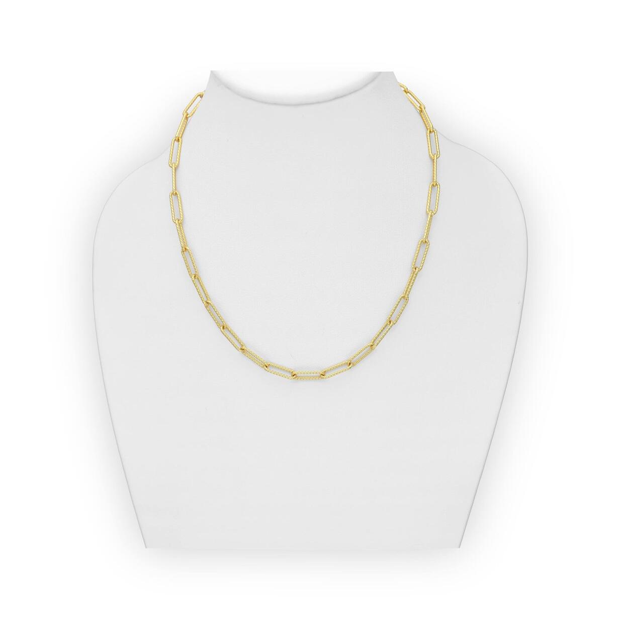 Gold Plated Paperclip Chain Necklace_0