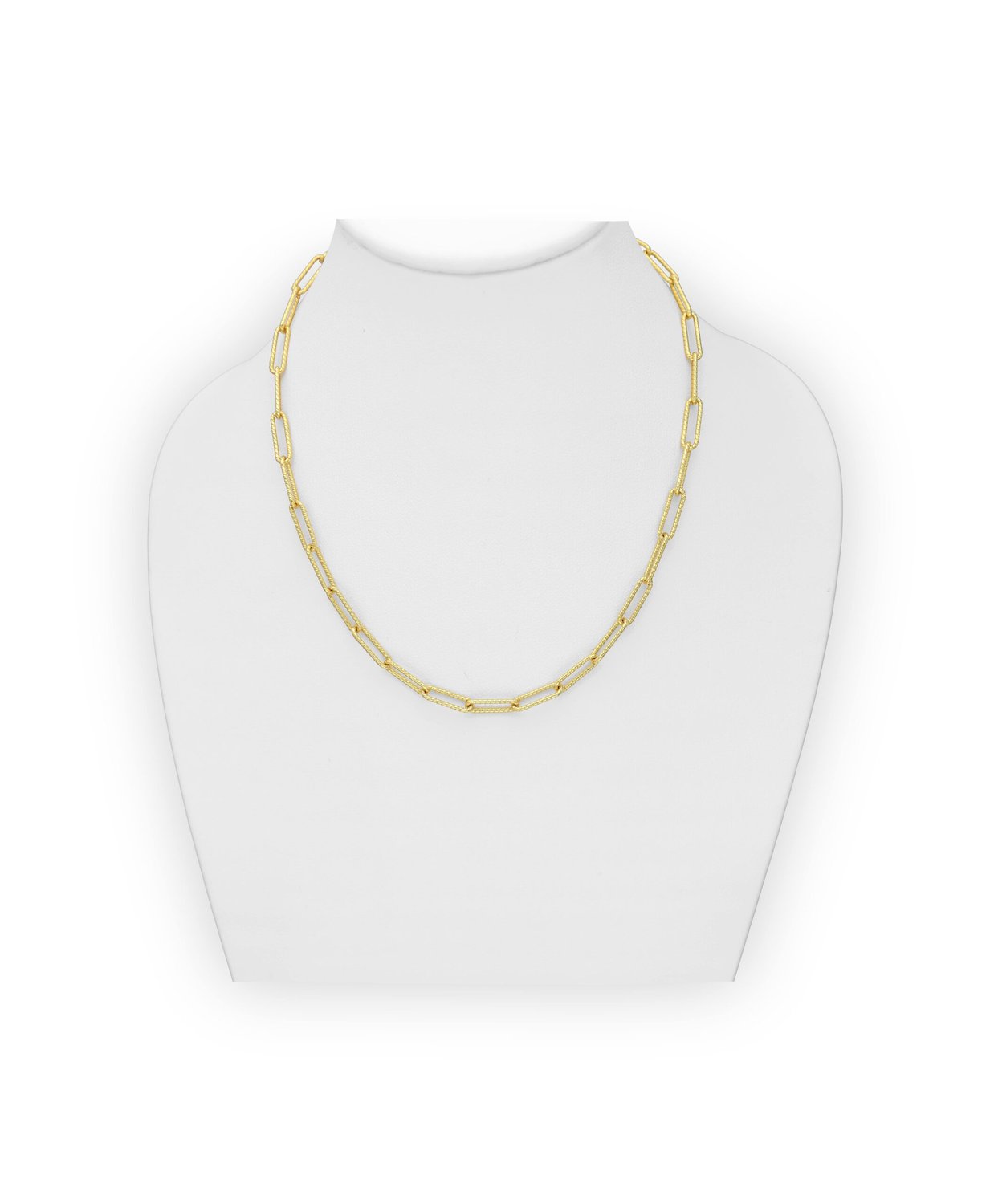 Gold Plated Paperclip Chain Necklace_0