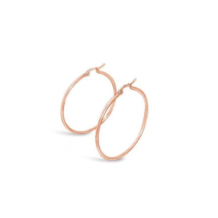 Rose Gold Plated Steel Hoop Earrings 40mm_0