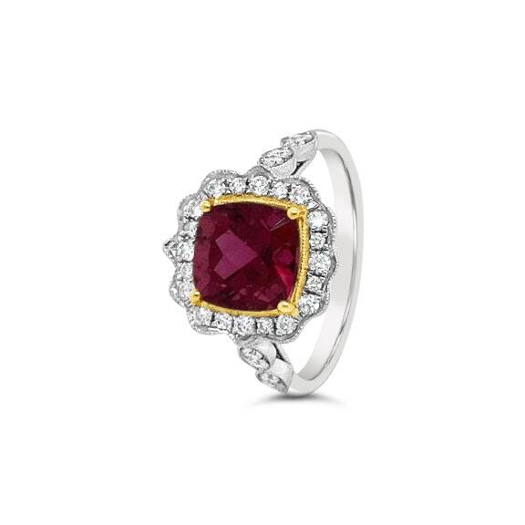 18ct wg Rubelite Tourmoline & Diamond Dress Ring tdw 2.51_0