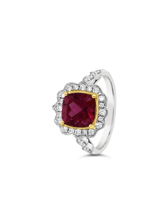 18ct wg Rubelite Tourmoline & Diamond Dress Ring tdw 2.51_0