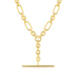 9ct Gold Cable link chain with T- Bar 50cm_0