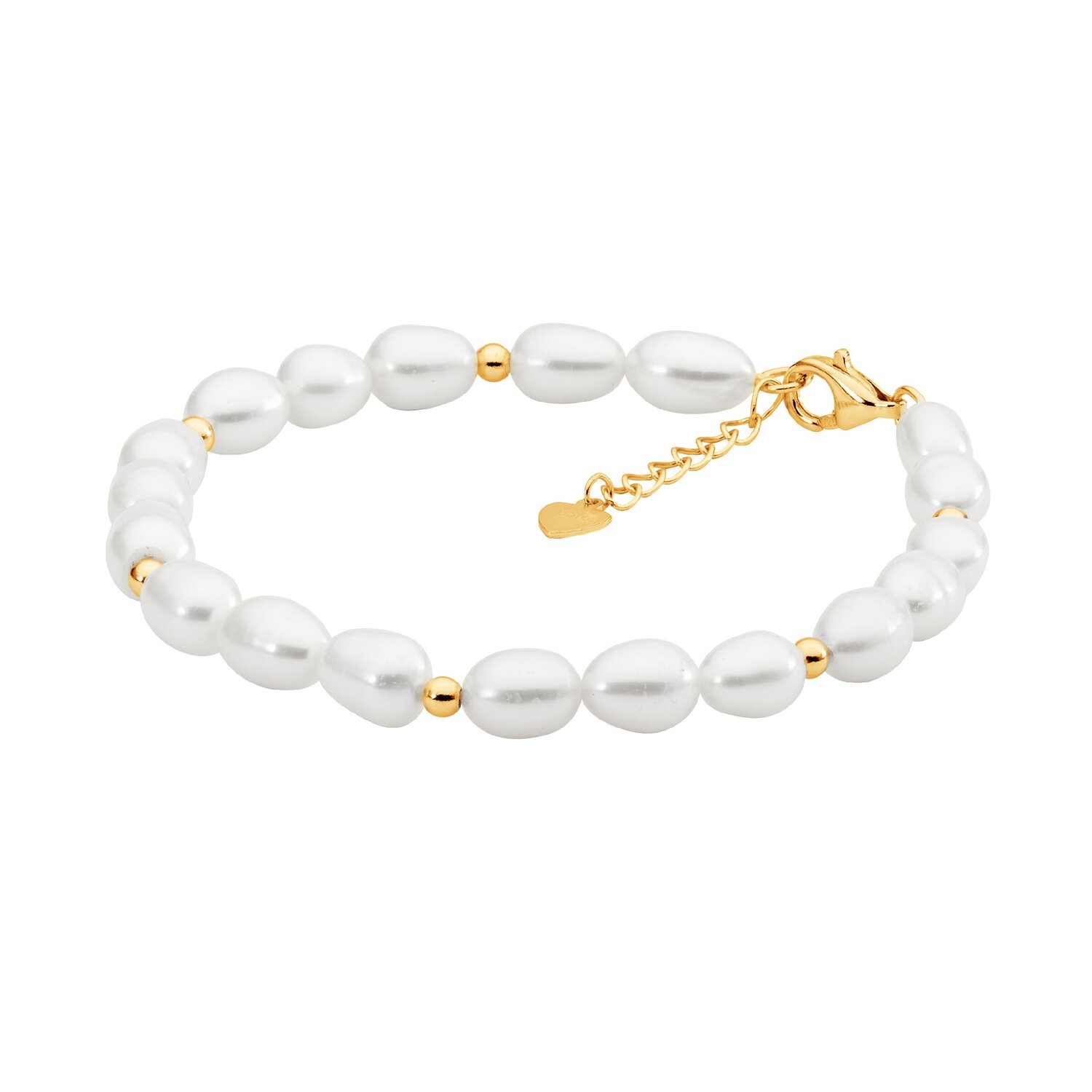 Gold Plated Bead and Pearl Bracelet_0