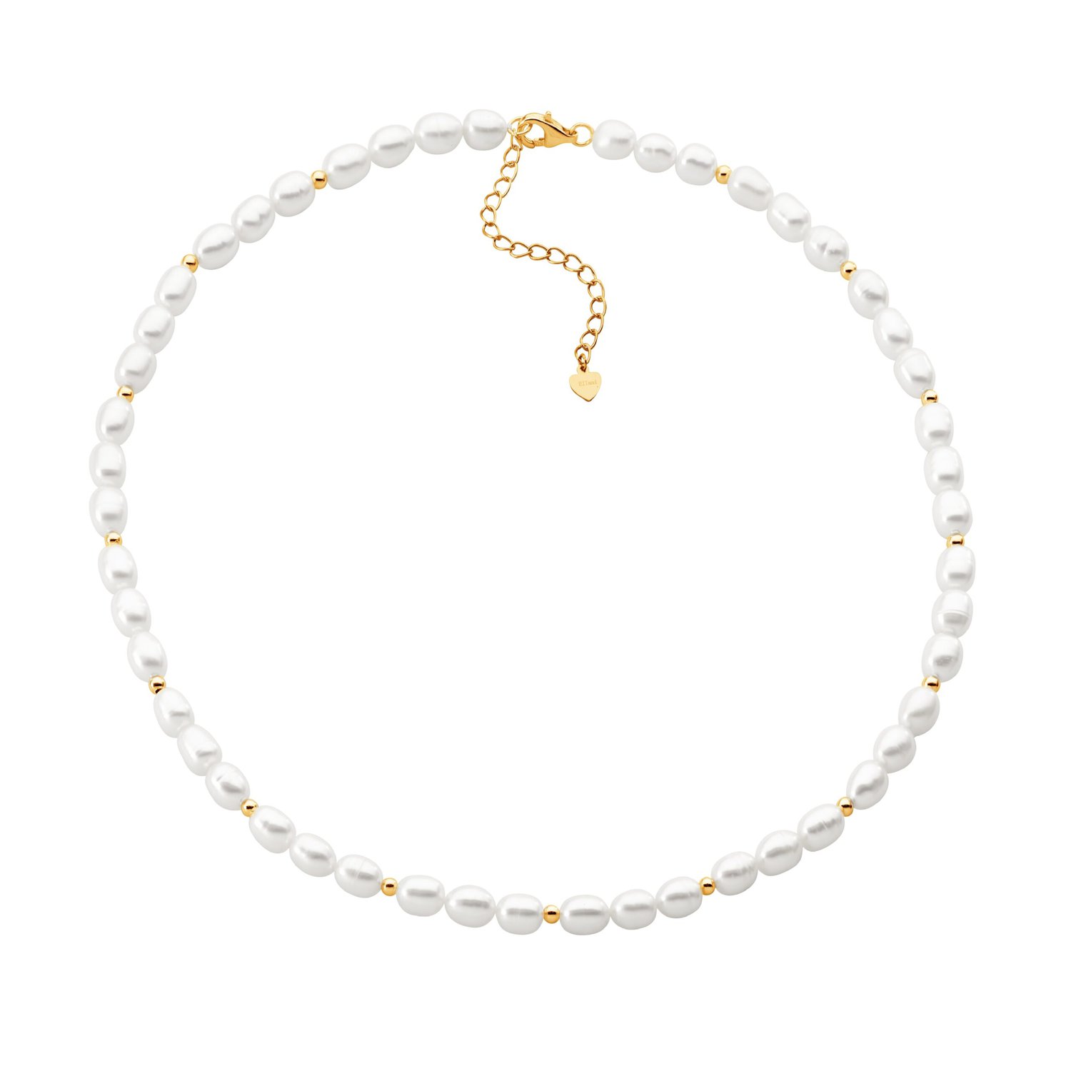 Gold Plated Beads and Pearl Necklace 40cm_0