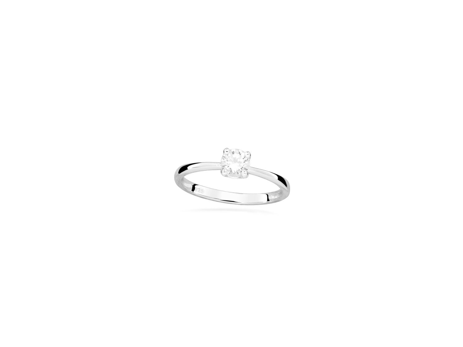 Silver CZ Solitaire Ring_0