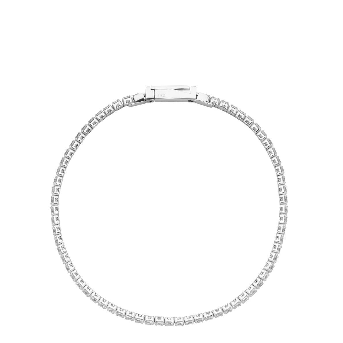 Silver CZ Tennis Bracelet 19cm_0