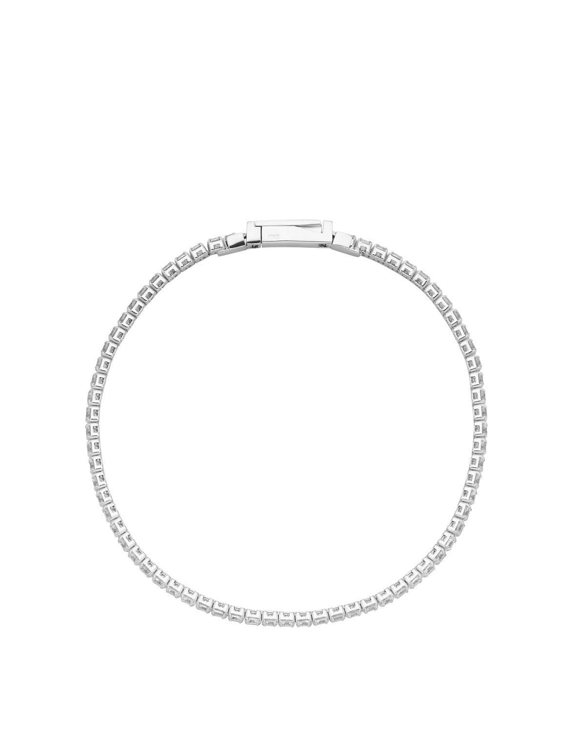 Silver CZ Tennis Bracelet 19cm_0