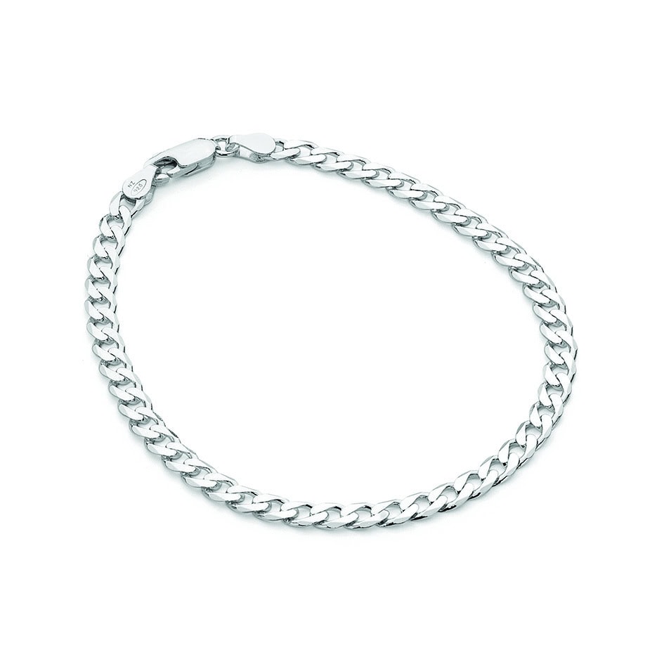 Sterling Silver Curb Link Bracelet 21cm_0