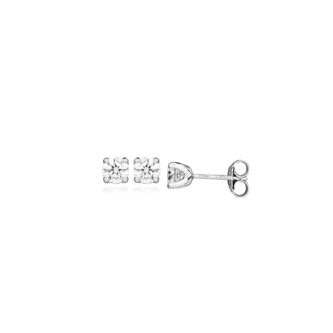 Silver CZ Stud Earrings_0