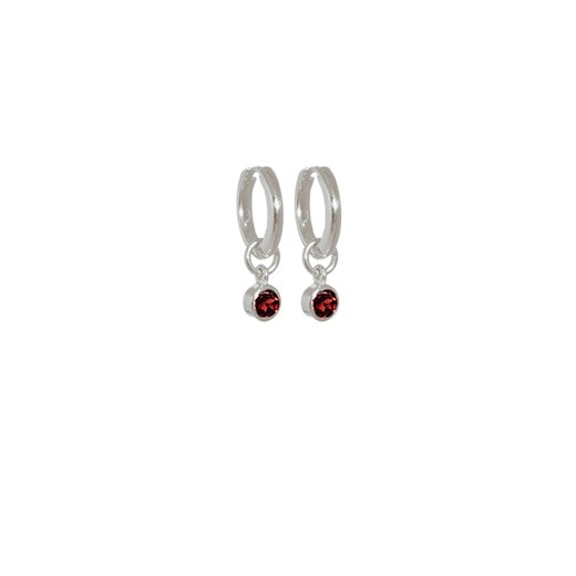 Evolve Sterling Silver Garnet Huggie Earrings_0