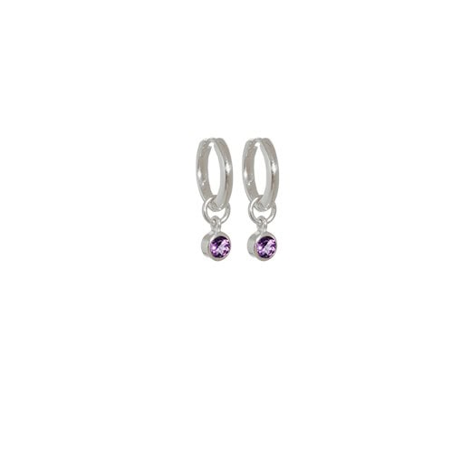 Evolve Sterling Silver Amethyst Huggie Earrings_0