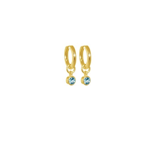 Evolve Gold Plated Blue Topaz Huggie Earrings_0