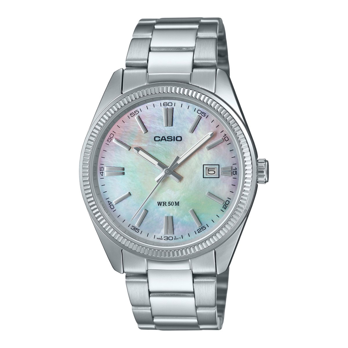 Casio Gents Silver Watch Mother of Pearl Dial 50m_0