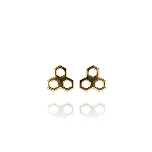 Evolve Gold Plated Mini Honeycomb Studs_0