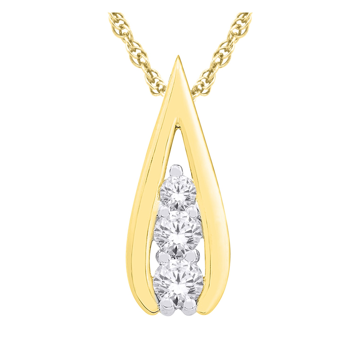 14ct Yellow Gold 3 Stone Pendant_0