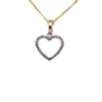 9ct White/Yellow Gold Diamond Heart Pendant_0