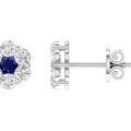 White Gold Sapphire and Diamond Studs_0