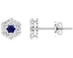 White Gold Sapphire and Diamond Studs_0