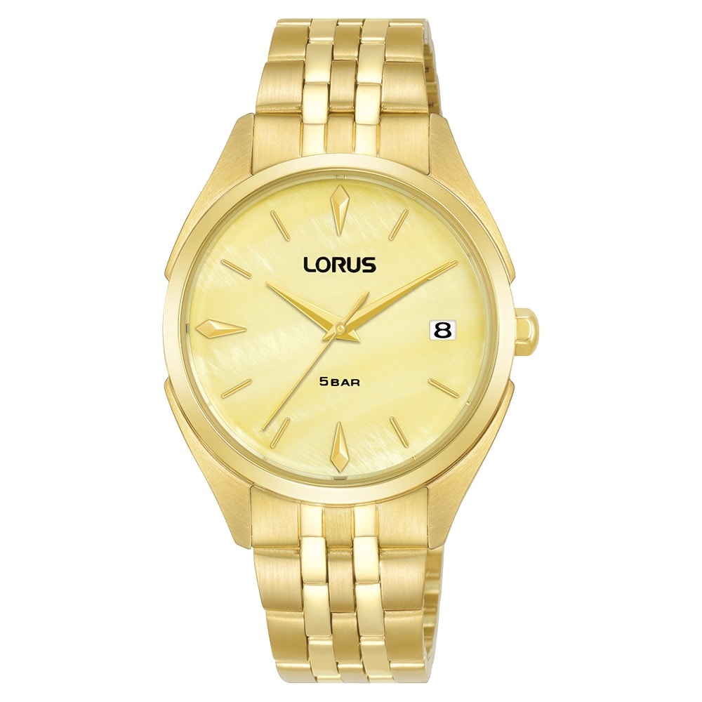 Gold tone pearl dial, date and 50m water resistant watch_0