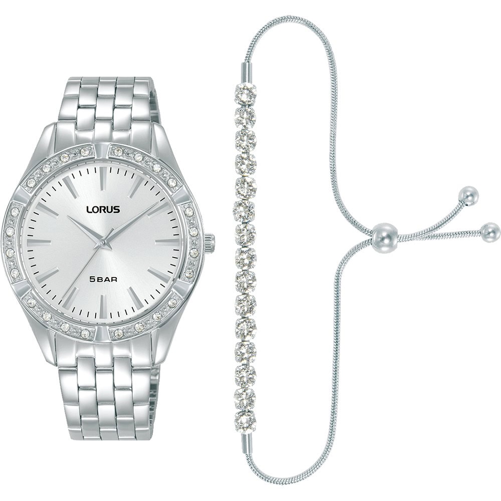 Lorus Ladies Silver Watch and Bracelet Set_0