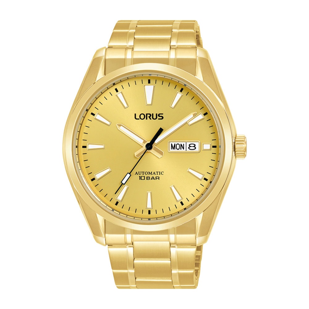 Gold automatic dress watch with day and date_0