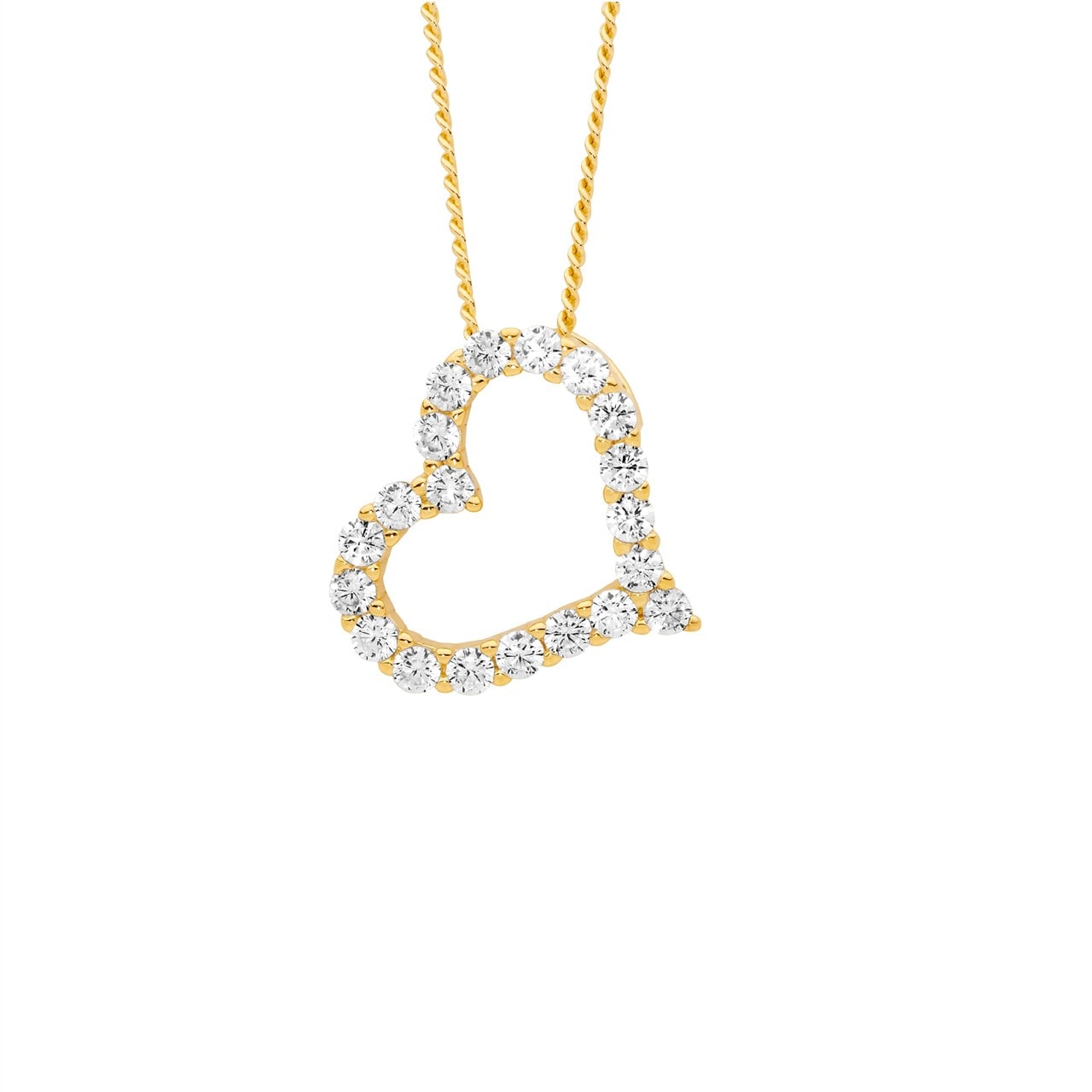 Gold Plated cz Open Heart Pendant_0