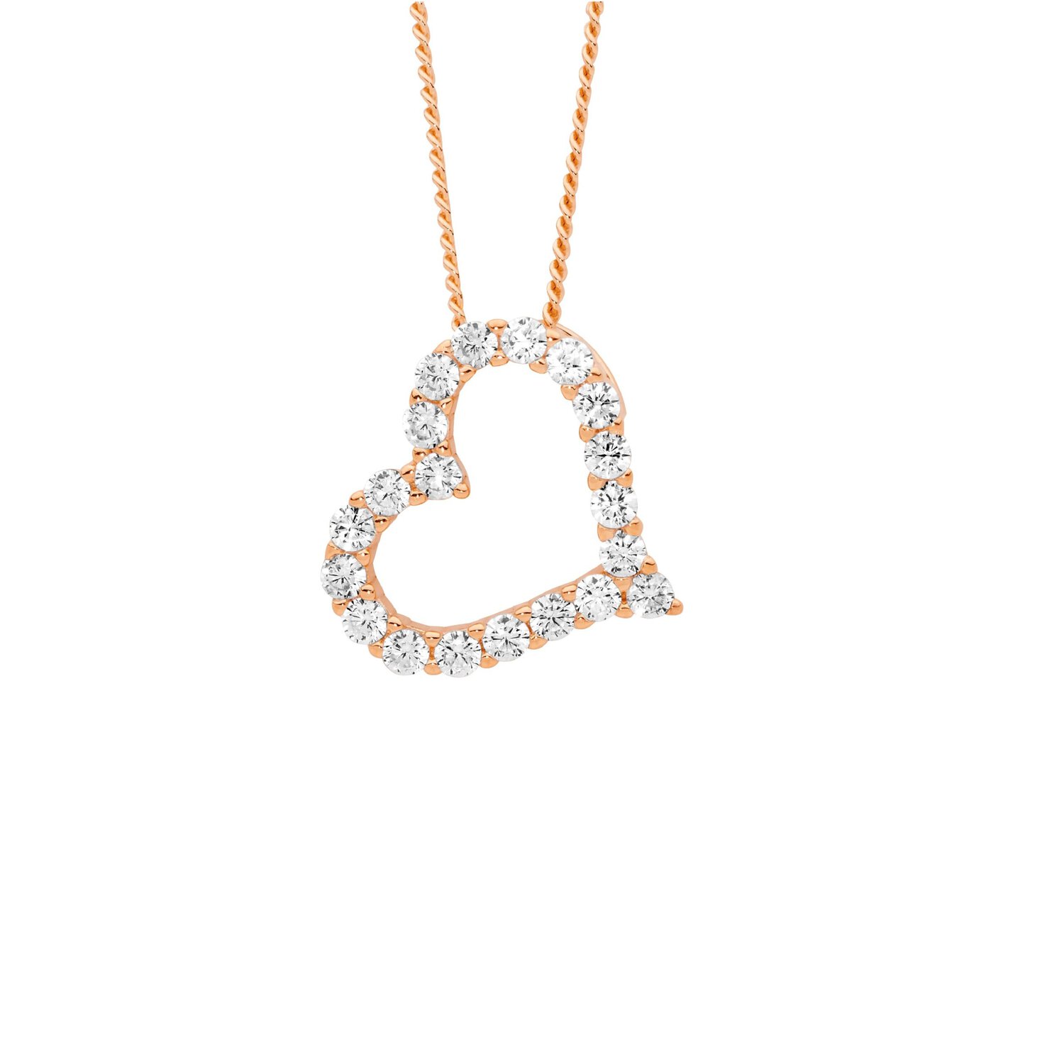 Rose Plated Open Heart cz Pendant_0