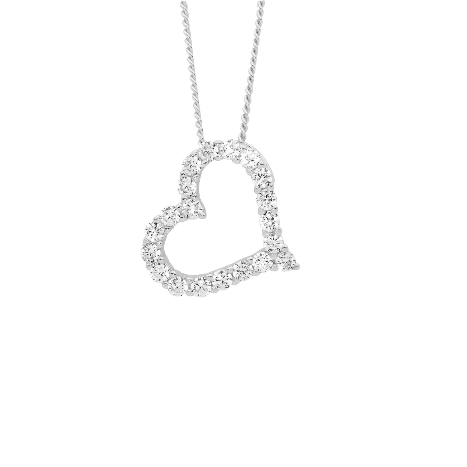 Silver Open Heart cz Pendant_0