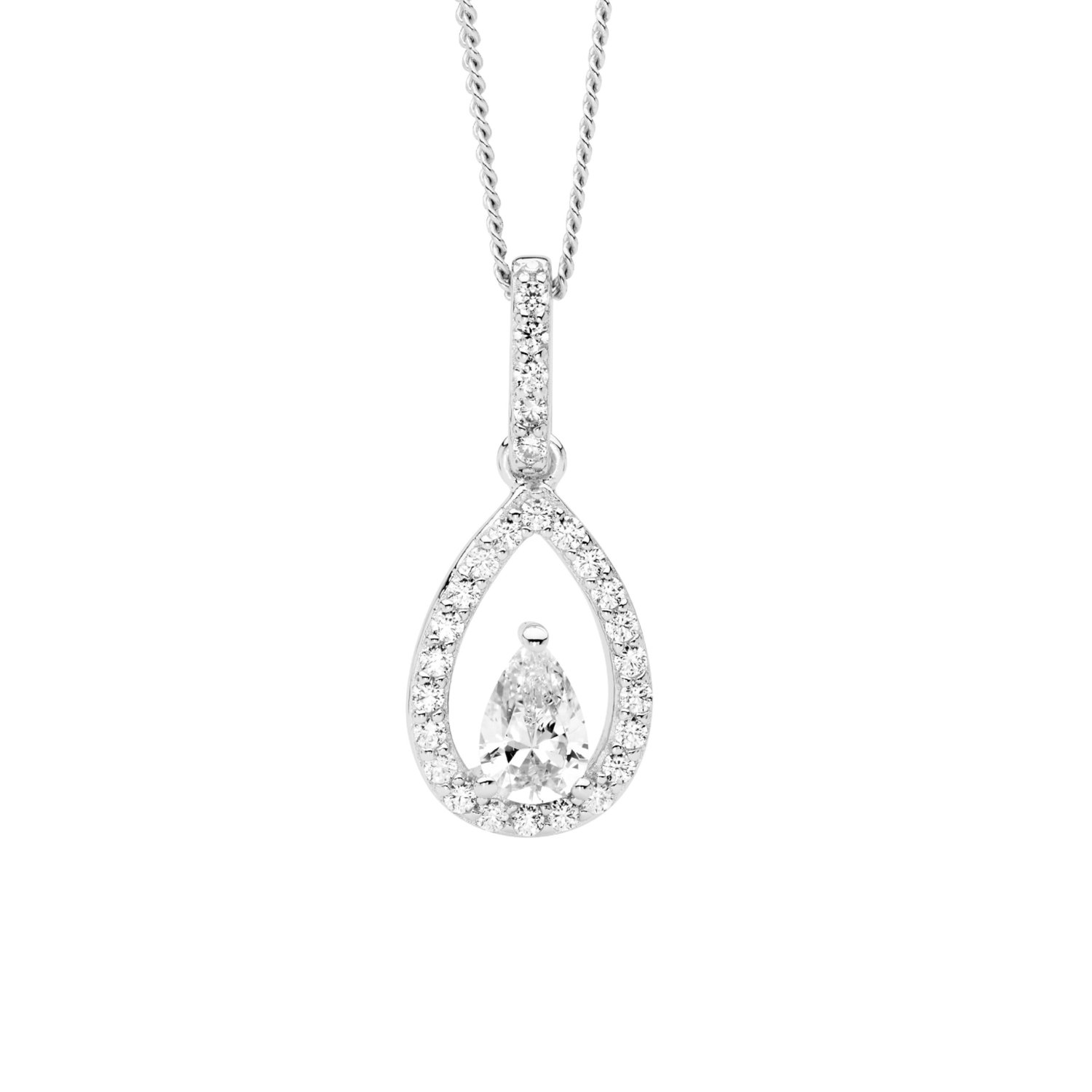 Silver cz Teardrop Pendant_0