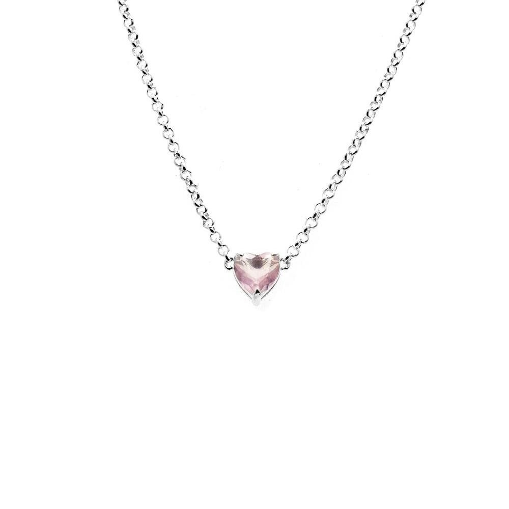 Talon Heart Rose Quartz Necklace Silver_0