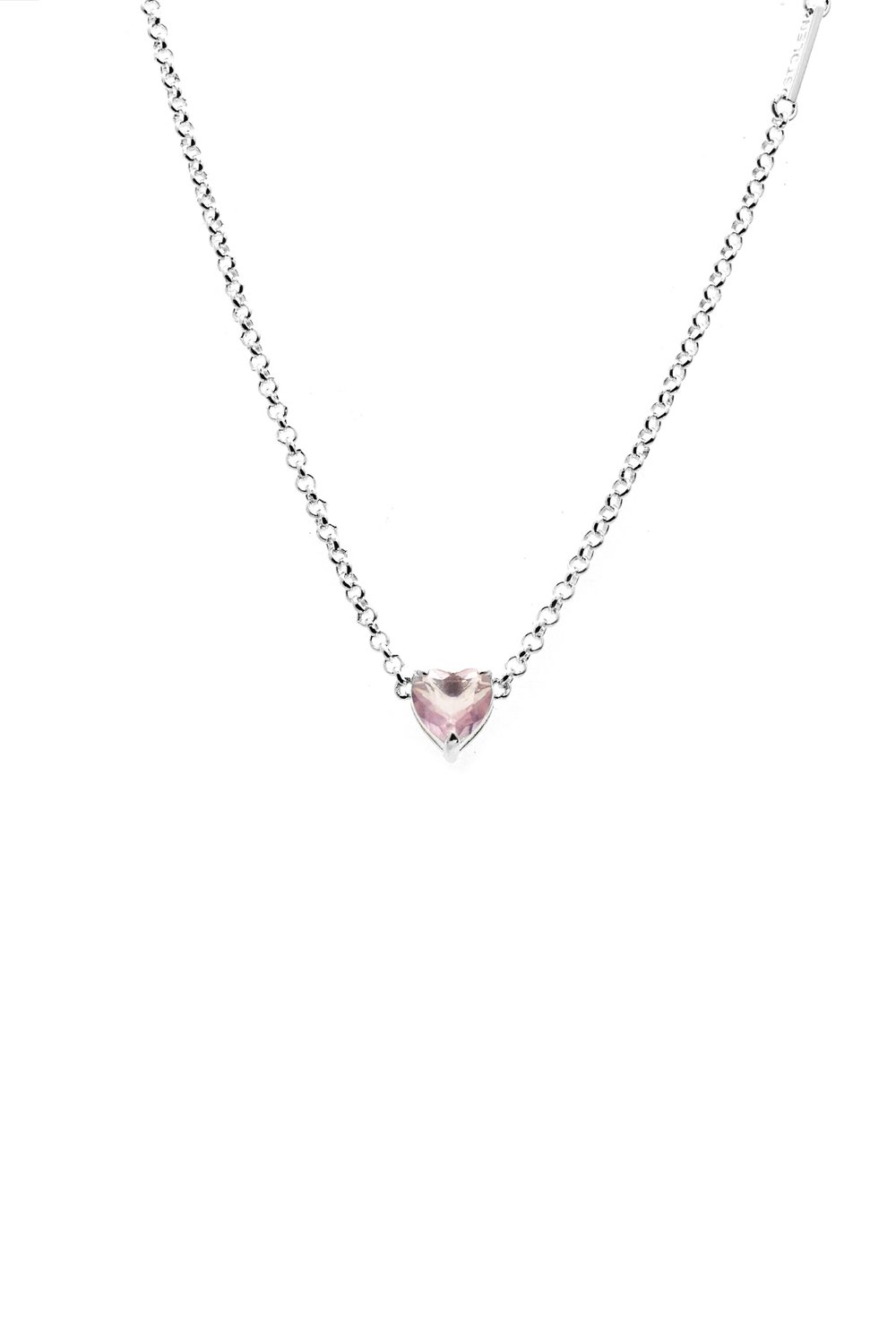 Talon Heart Rose Quartz Necklace Silver_0