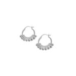 Fabuleux Vous Silver Ballas Double Row Bead Hoop Earrings_0