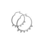 Fabuleux Vous Silver Balls 3 Bead Cluster Large Hoop Earrings_0