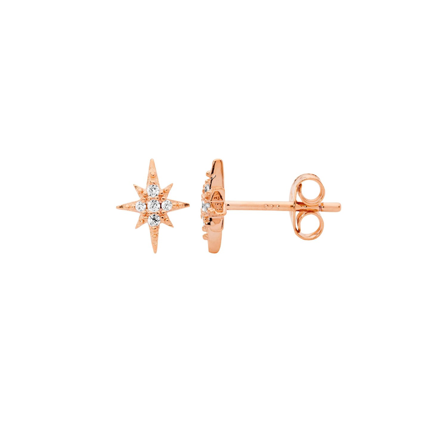 Rose Gold Plated Star Studs with CZ_0