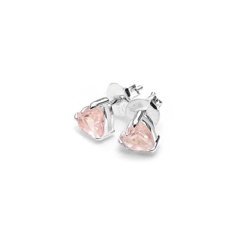 Talon Heart Studs Rose Quartz Silver_0