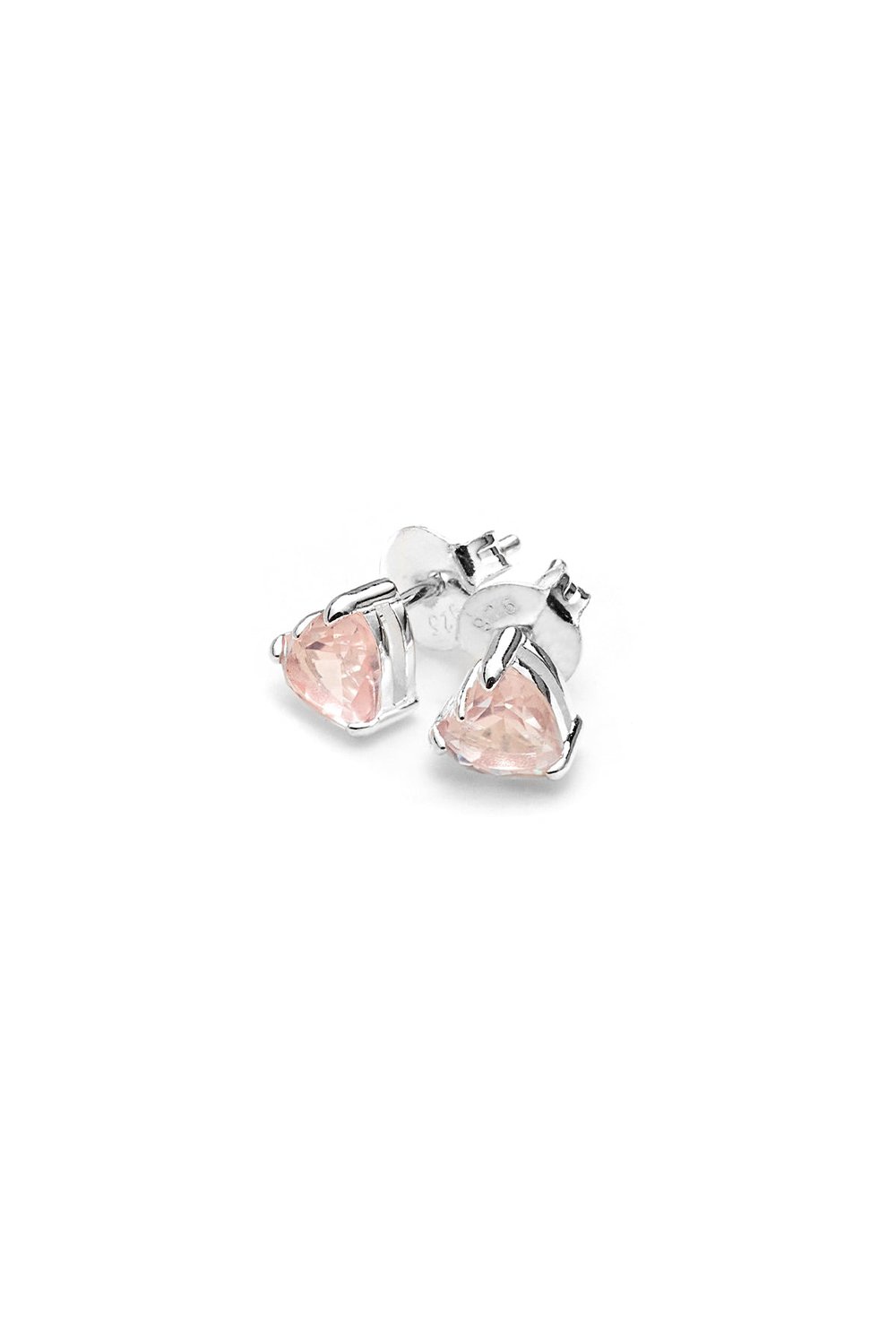 Talon Heart Studs Rose Quartz Silver_0