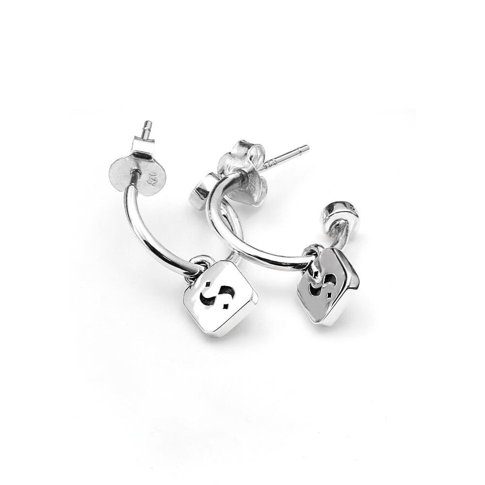 S-Logo Tag Anchor Earrings Silver_0