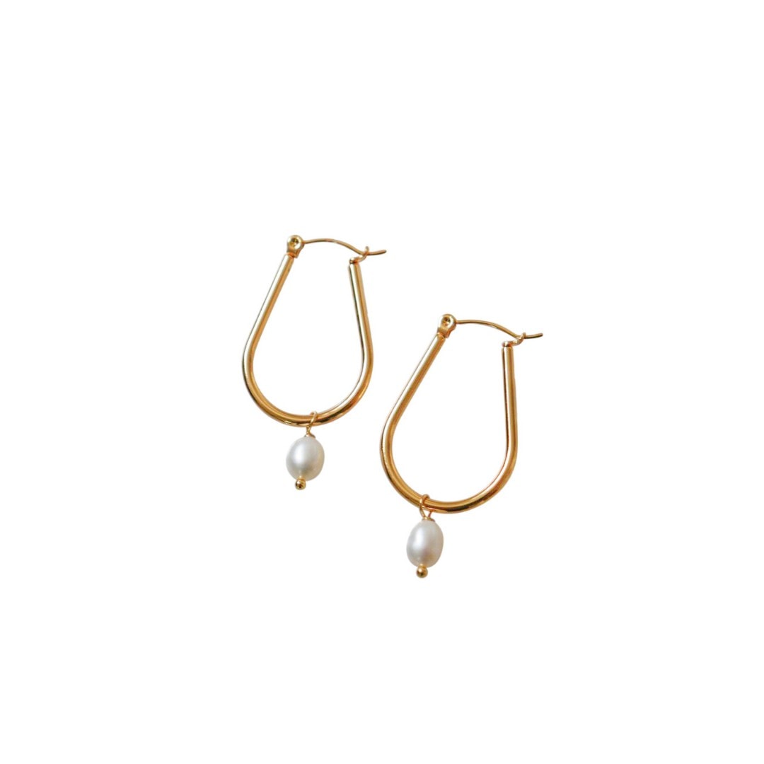 U shaped Stainless Yellow Gold Plated Earrings_0